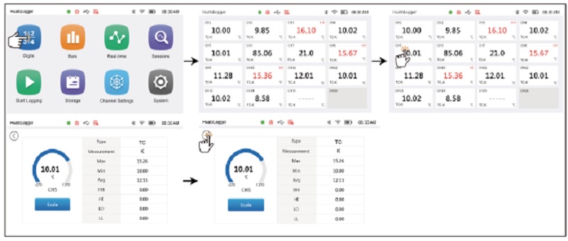 Wyniki pomiarów temperatury z zastosowaniem 16 kanałowego rejestratora
